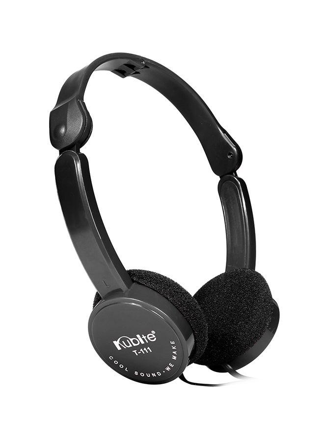 Kubite T-111 Wired Over-Ear Foldable Headphones With Mic Black - Image 1