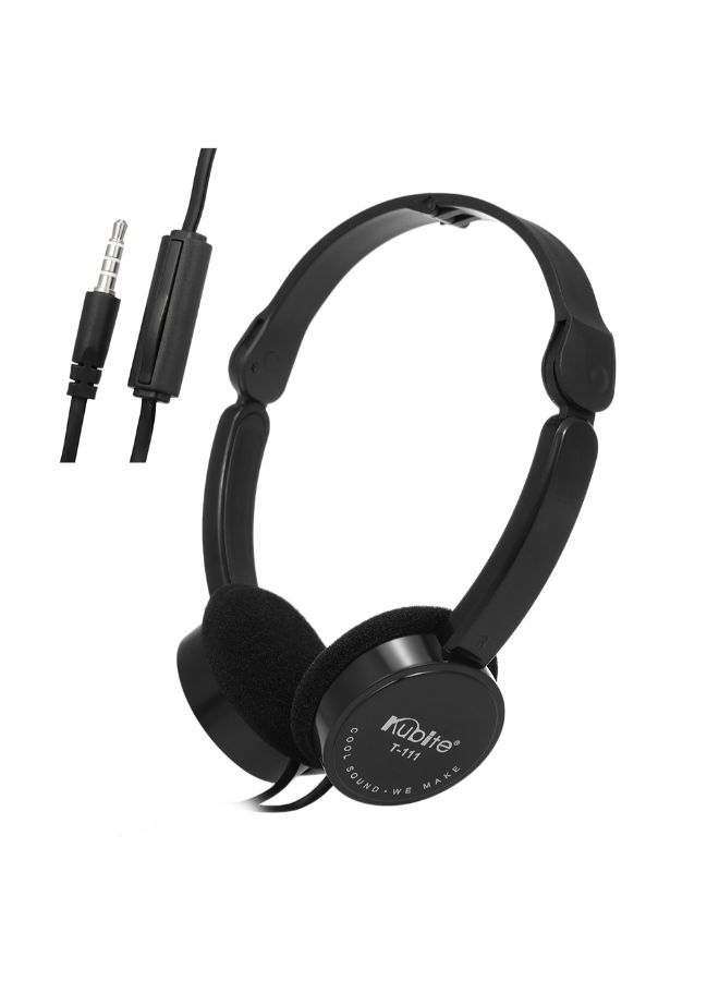Kubite T-111 Wired Over-Ear Foldable Headphones With Mic Black - Image 3