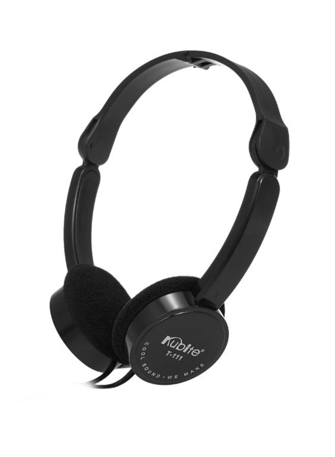 Kubite T-111 Wired Over-Ear Foldable Headphones With Mic Black - Image 2