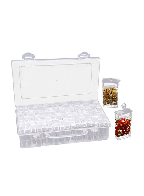 64-Slot Plastic Jewelry Drill Acrylic Storage Box Clear