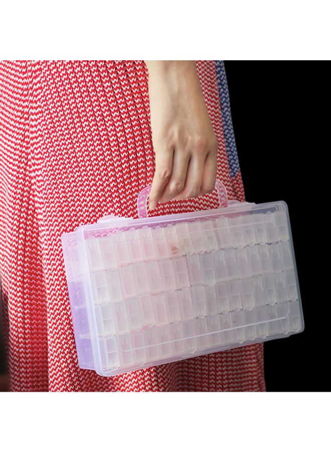 64-Slot Plastic Jewelry Drill Acrylic Storage Box Clear  - Image 2