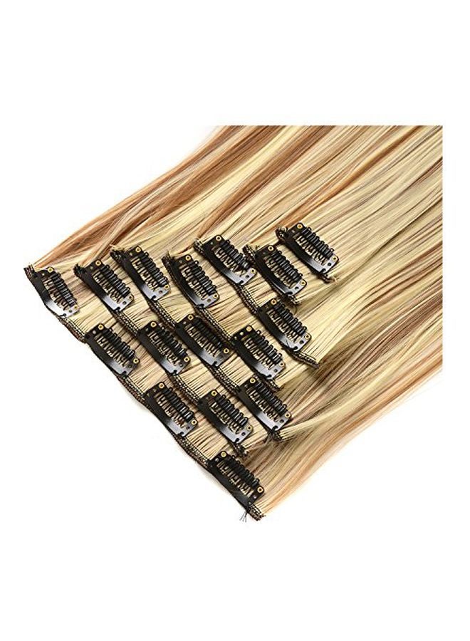 Inaly - Pack Of 7 Clip-In Curly Straight Hair Extensions Ginger Brown Mix Light Blonde 24inch - Image 1