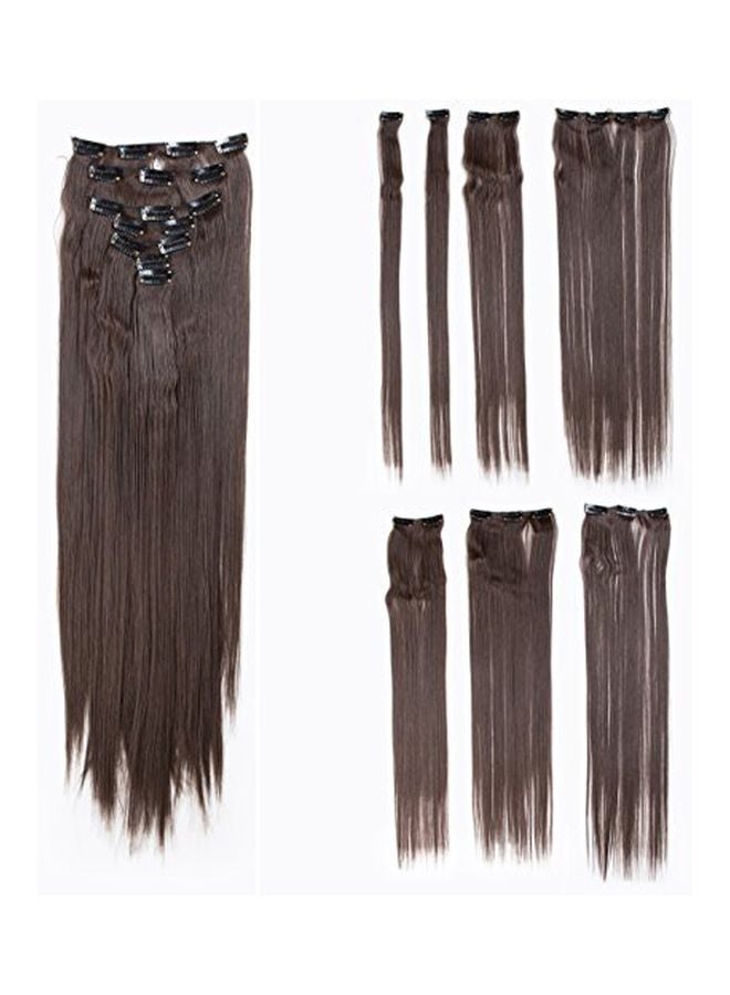 سواك مجموعة وصلات شعر من ألياف صناعية مزوّدة بمشبك تثبيت مكونة من 7 قطع الكستناء البني 22بوصة - Image 3