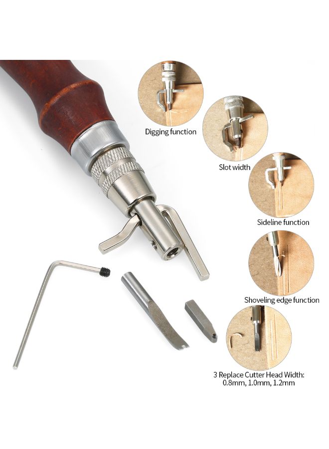 5-In-1 Leather Stitching Tool Set Brown 5.2inch - Image 2