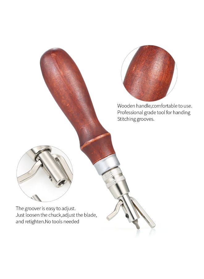 5-In-1 Leather Stitching Tool Set Brown 5.2inch - Image 3