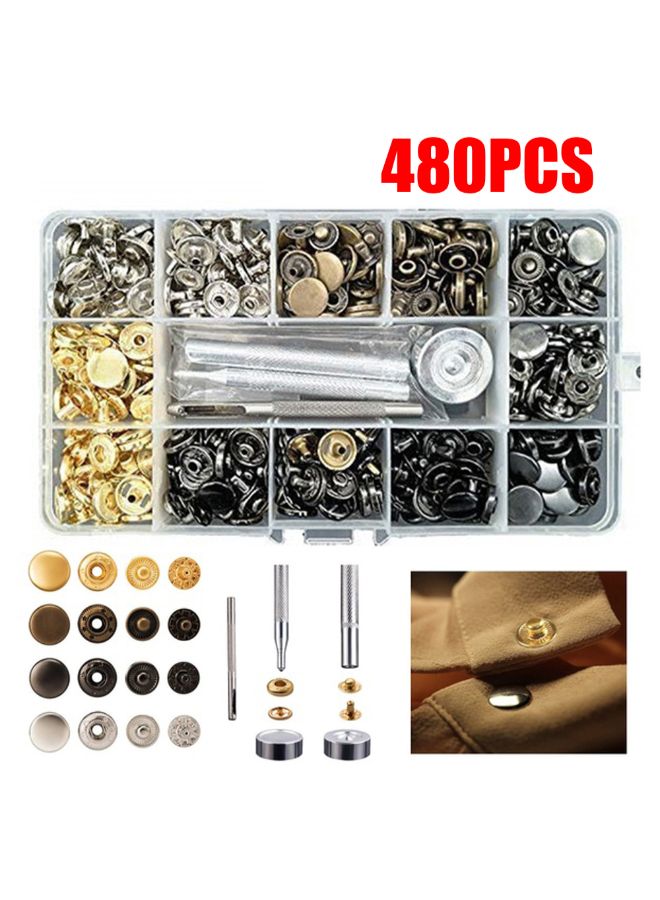 4-In-1 Cloth Button Setting Tool Kit Multicolour 17.50x2.20x9.80cm