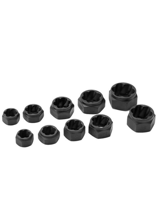 10-Piece Damaged Bolt Remover Nut Set Black 10.00x5.00x10.00cm - Image 3