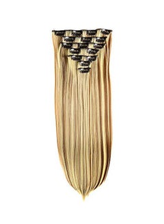 Pack Of 7 Clip-In Curly Straight Hair Extensions Ginger Brown Mix Light Blonde 24inch