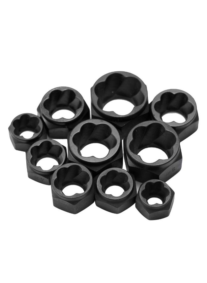 10-Piece Damaged Bolt Remover Nut Set Black 10.00x5.00x10.00cm - Image 2