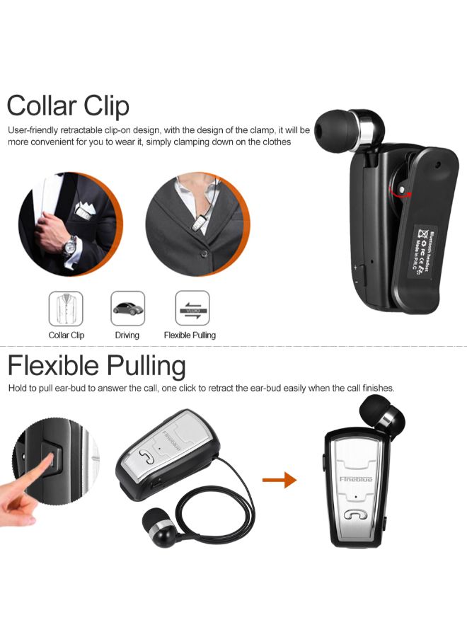 Fineblue - Wireless Clip-On In-Ear Stereo Headphones With Microphone Black - Image 1