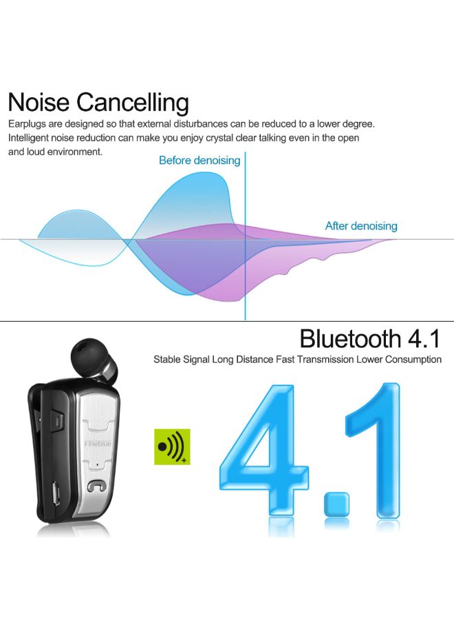 Fineblue - Wireless Clip-On In-Ear Stereo Headphones With Microphone Black - Image 1