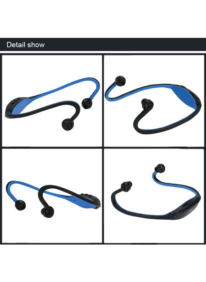 سماعة أذن رياضية لاسلكية بقناة ثنائية مع مشغل MP3 أسود/أزرق - Image 3