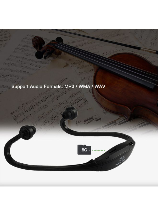 سماعة أذن رياضية لاسلكية بقناة ثنائية مع مشغل MP3 أسود/أزرق - Image 4