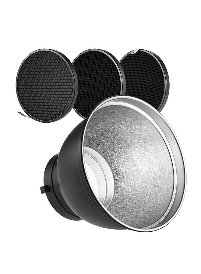Generic Standard Reflector Diffuser Lamp Shade Dish With Honeycomb Grid 7inch Black  - Image 1