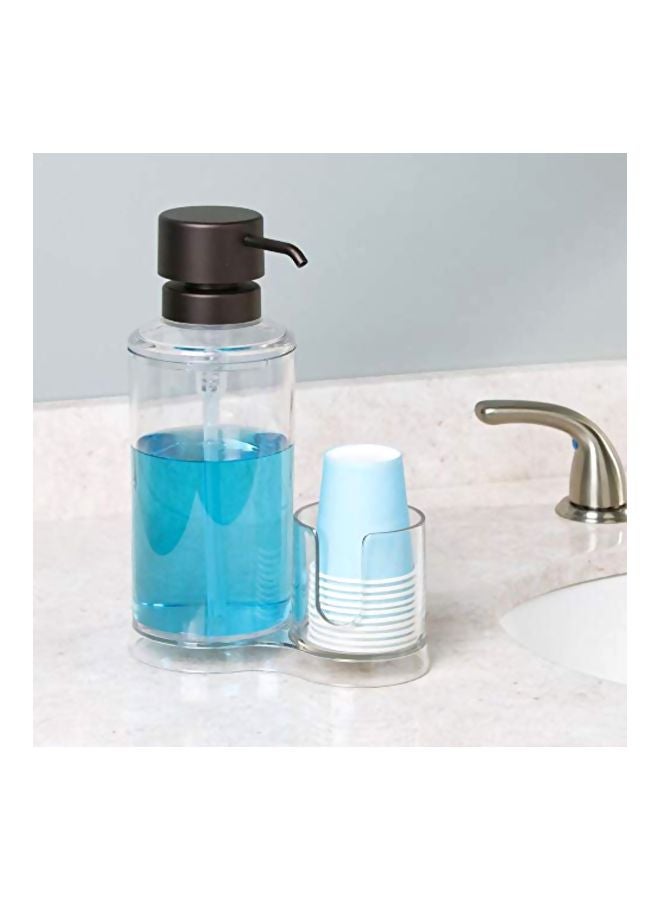 Plastic Mouthwash Pump Caddy With Cup Holder Clear/Black 3.4x6.3x9.1inch - v1571928138/N31462711A_2