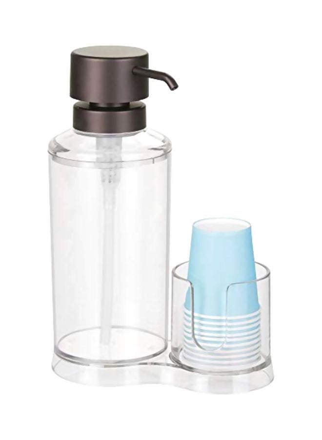 Plastic Mouthwash Pump Caddy With Cup Holder Clear/Black 3.4x6.3x9.1inch - v1571928138/N31462711A_4