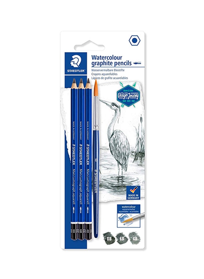 STAEDTLER 4-Piece Lumograph Aquarell Graphite Pencil Multicolour - Image 1