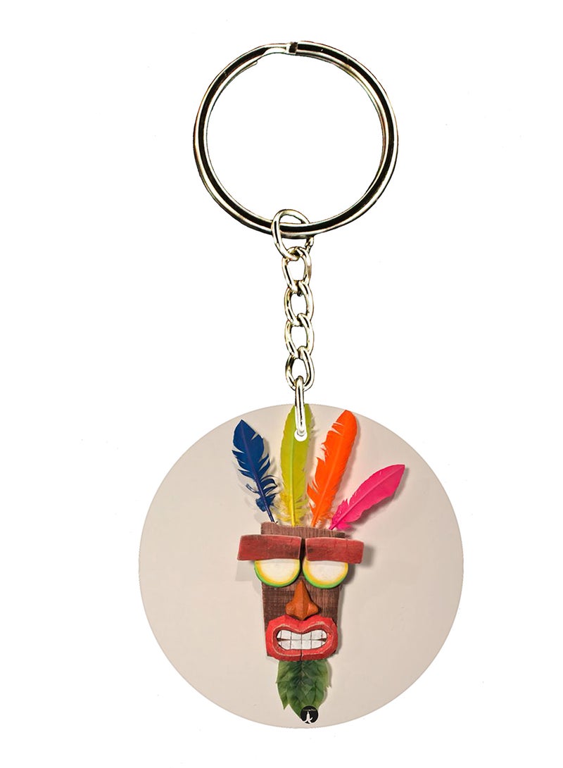 بي بي سلسلة مفاتيح بطباعة تمثل لعبة الفيديو Crash على الوجهين