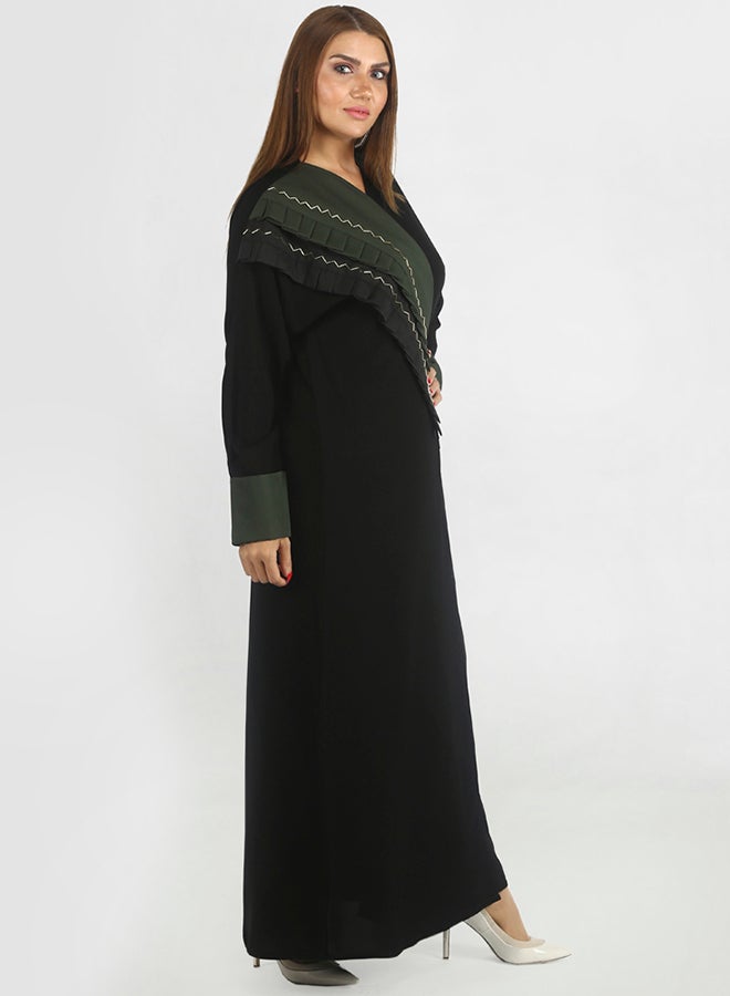 Hawaa Solid Design Long Sleeves Abaya Black - Image 3