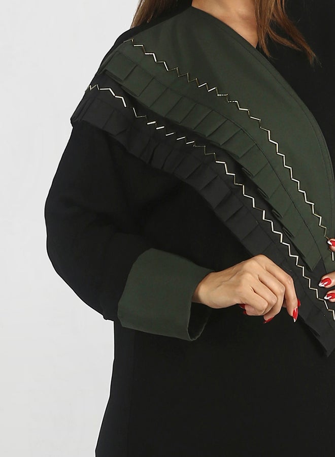 Hawaa Solid Design Long Sleeves Abaya Black - Image 4