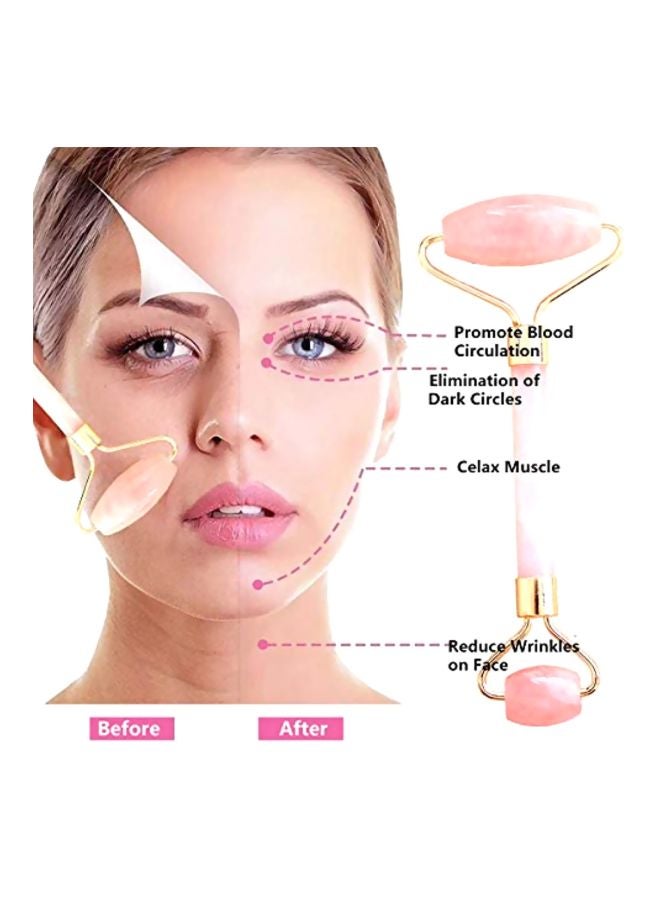 JYsun Anti Aging Jade Roller Massage Set Pink/Gold - Image 4