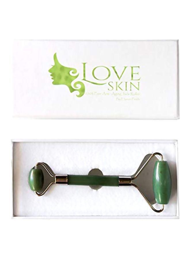 Love Skin - Anti Aging Jade Roller Facial Massage Green/Gold - Image 1
