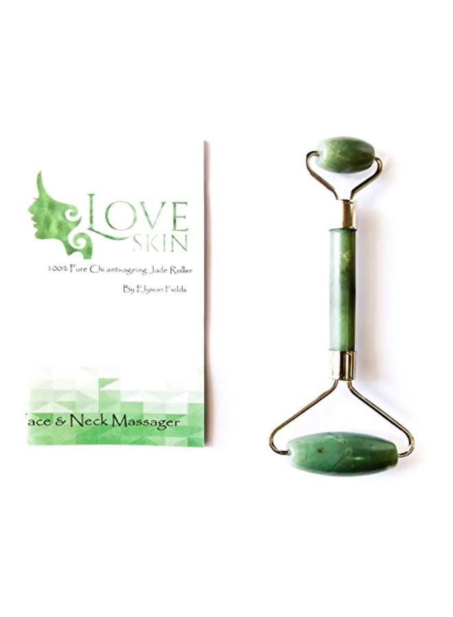 Love Skin - Anti Aging Jade Roller Facial Massage Green/Gold - Image 1