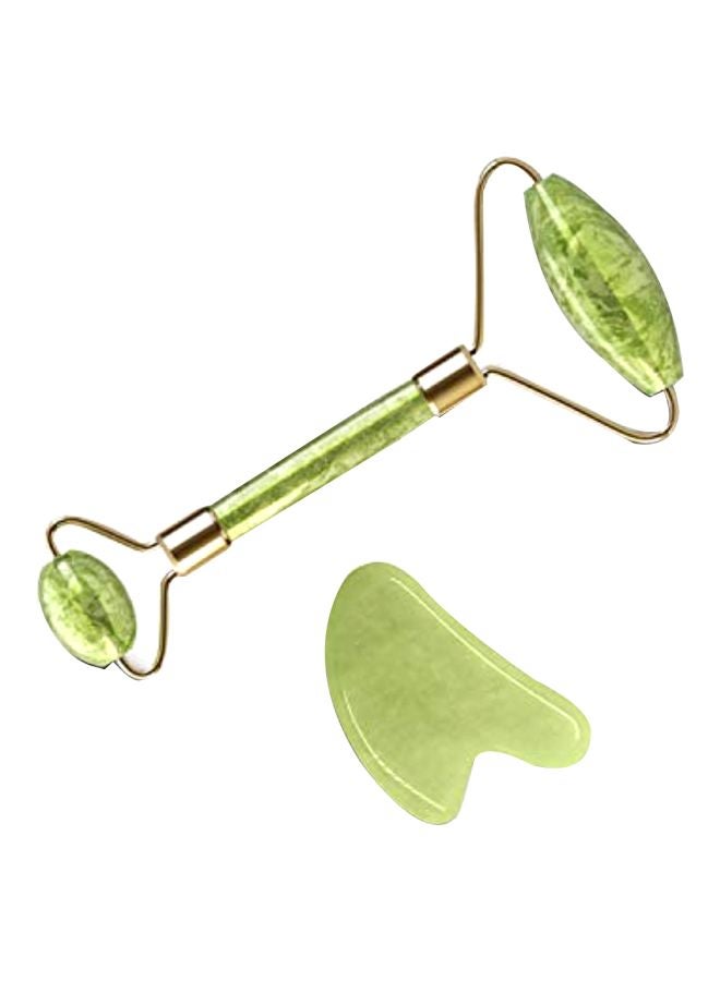 OOTORI Anti-Aging Jade Roller With Gua Sha Board Green/Gold  - Image 1