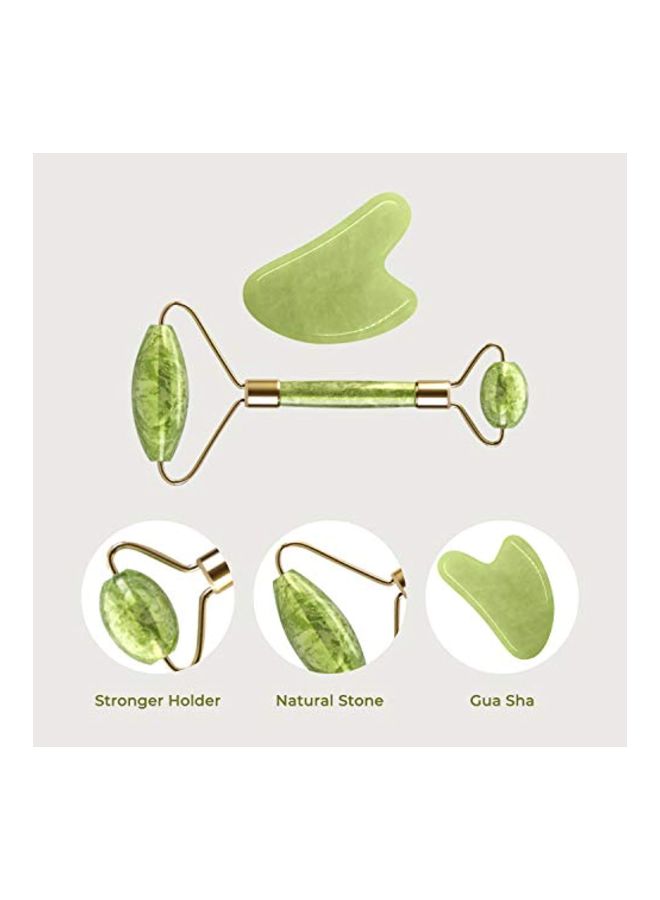 OOTORI Anti-Aging Jade Roller With Gua Sha Board Green/Gold  - Image 3