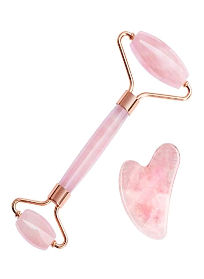 Fullive - Rose Quartz Face Jade Roller Set Pink - Image 1