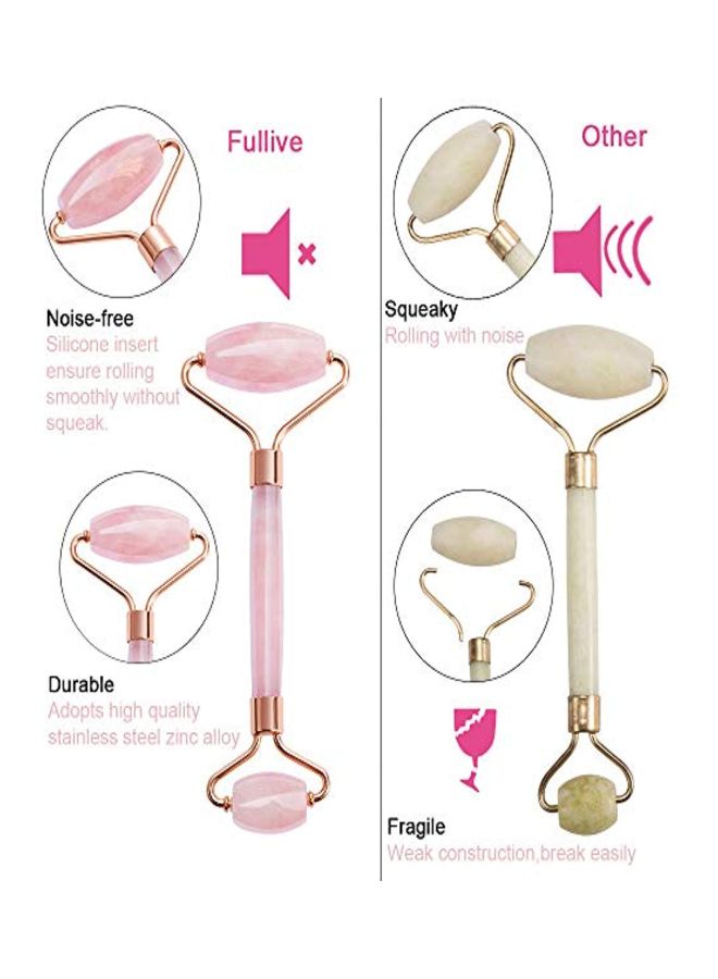 Fullive - Rose Quartz Face Jade Roller Set Pink - Image 1