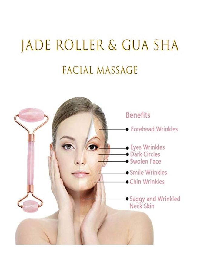Fullive - Rose Quartz Face Jade Roller Set Pink - Image 1
