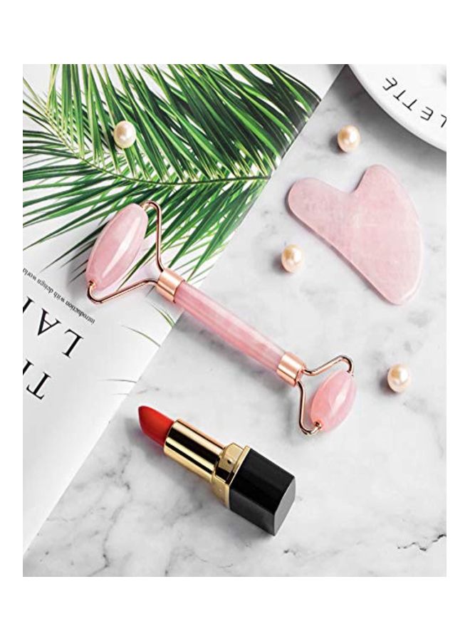 Fullive - Rose Quartz Face Jade Roller Set Pink - Image 1