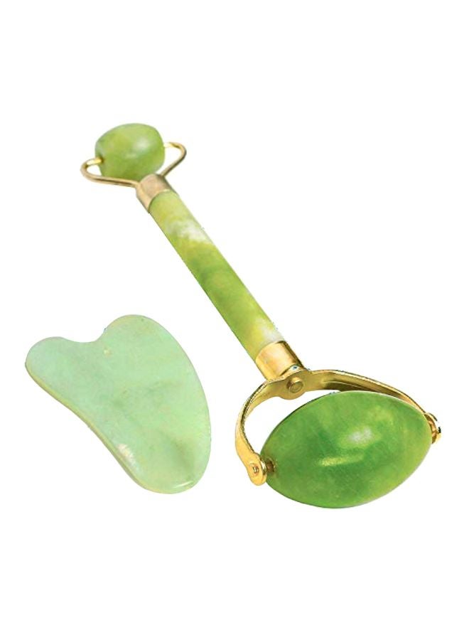 Kaizen Anti-Aging Jade Roller With Gua Sha Board Green/Gold - Image 1
