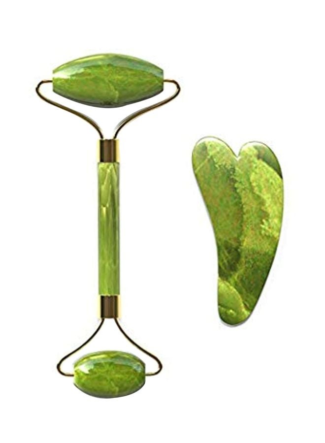 نوا ستور مجموعة بكرة تدليك وجه من حجر اليشم مع حجر من قطعتين ذهب أخضر - Image 1