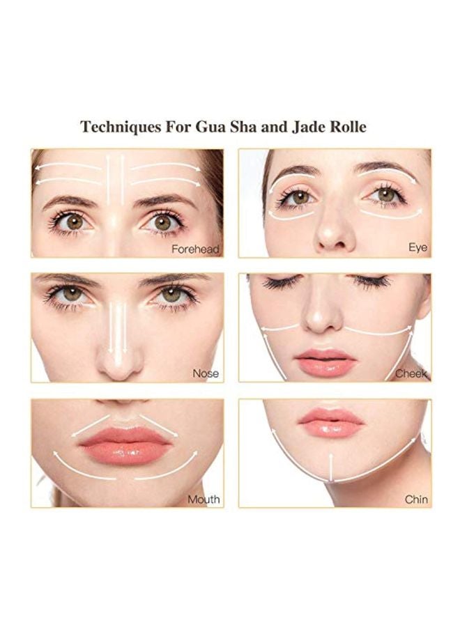 Oliver Anti Aging Jade Face Roller With Gua Sha Green/Gold  - Image 4