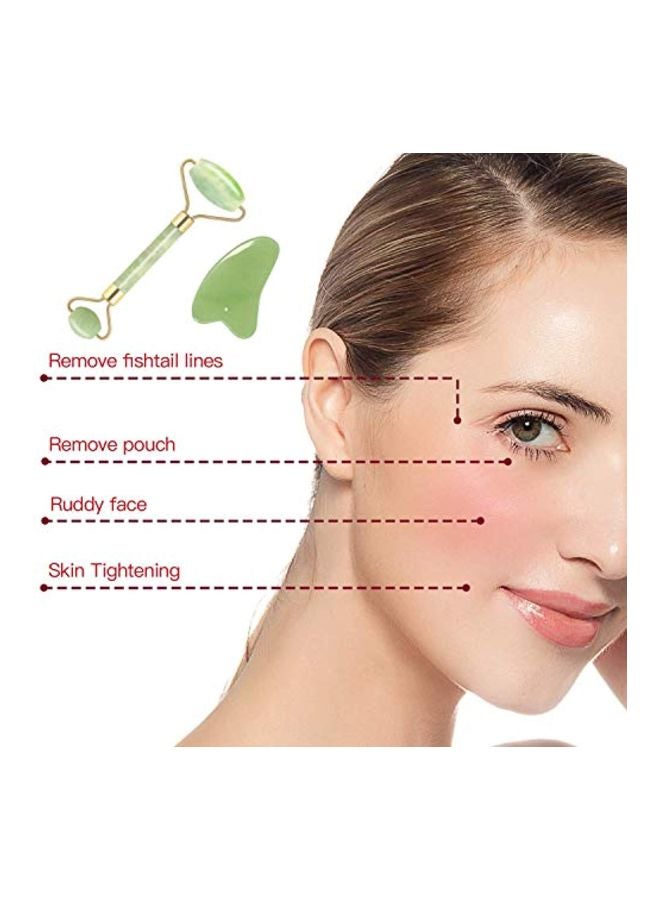 Oliver Anti Aging Jade Face Roller With Gua Sha Green/Gold  - Image 2