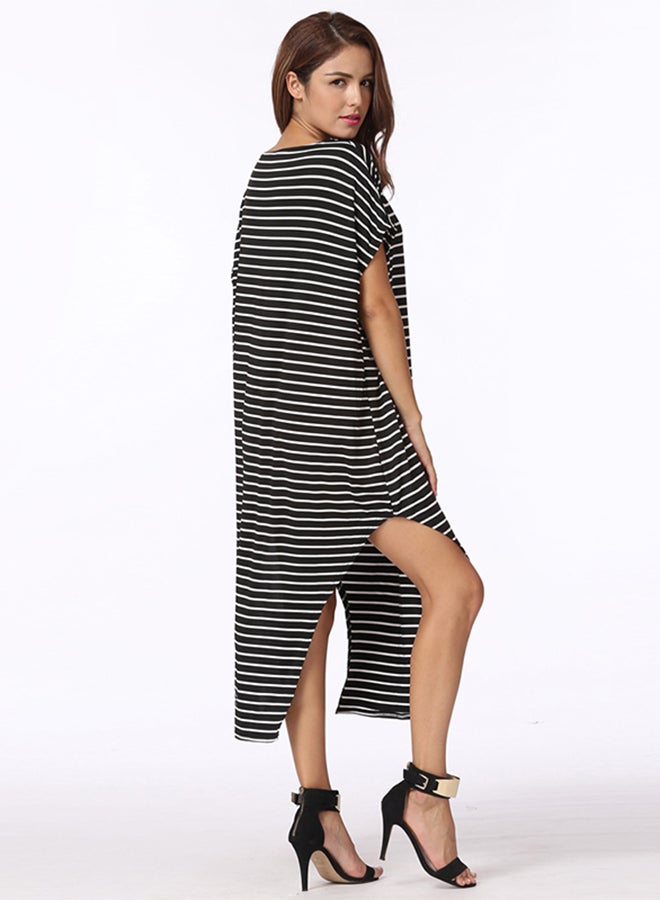 Asymmetric Casual Maxi Dress Black/White  - Image 4
