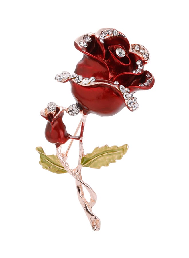 Generic - Rhinestone Studded Rose Brooch Pin - Image 1