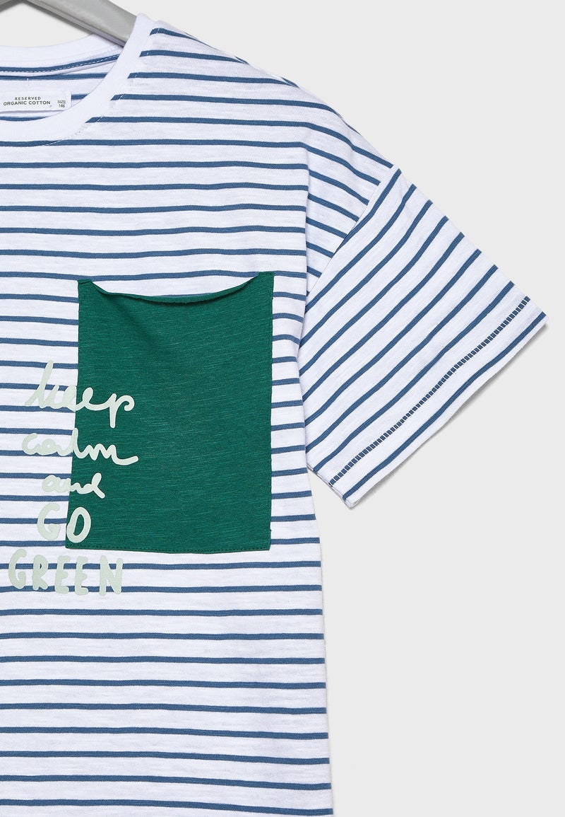 ريزرفد تيشيرت مخطط للمراهقين متعدد الألوان - Image 3