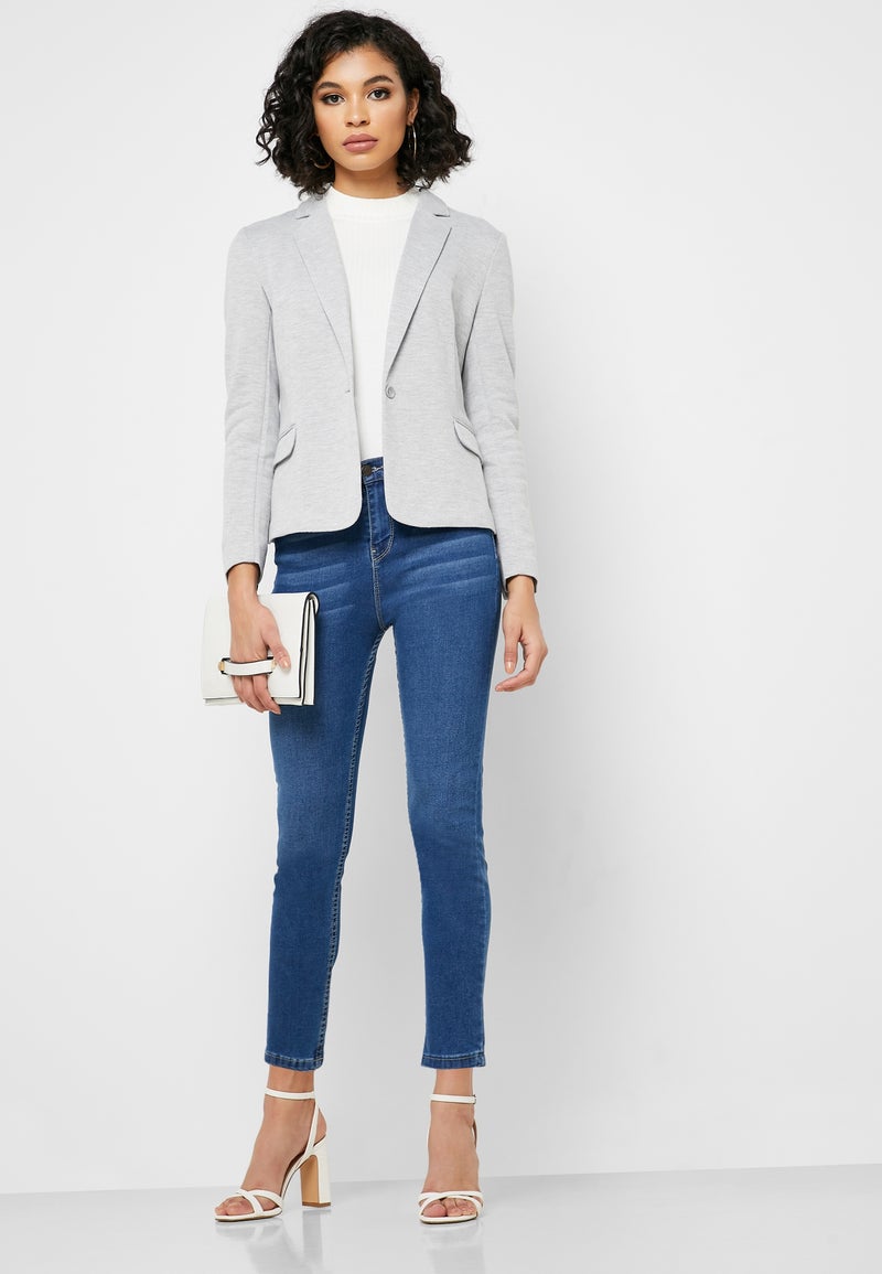 VERO MODA Textured Blazer Grey - Image 4