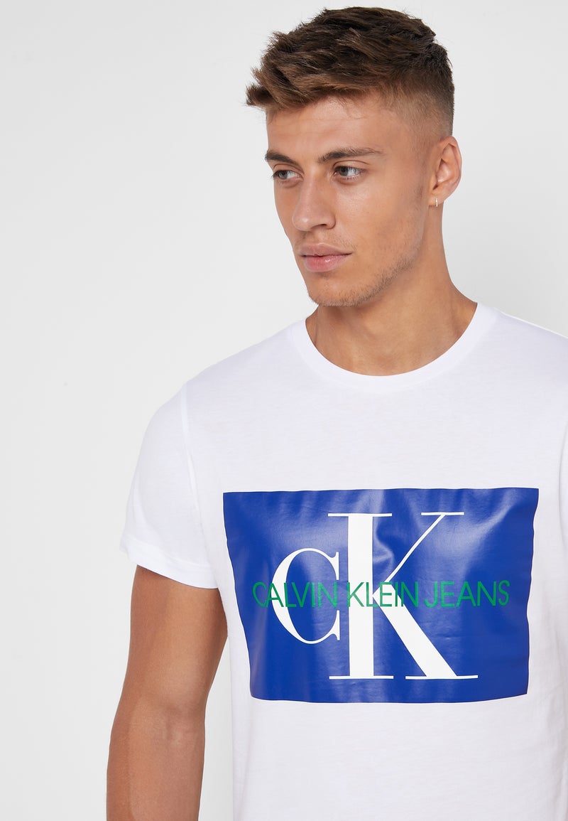 Calvin Klein Jeans - Monogram Box Logo Crew Neck T-Shirt White - Image 1