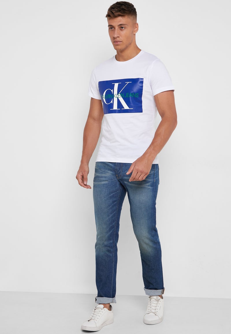 Calvin Klein Jeans - Monogram Box Logo Crew Neck T-Shirt White - Image 1