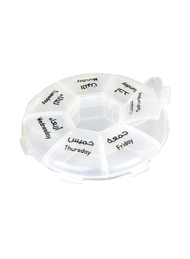 Divided Transparent White Circular Medicine Container