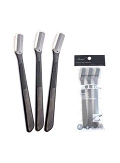 3-Piece Straight Shank Eyebrow Scissors Set black