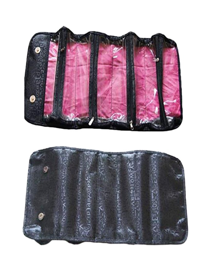 حقيبة تخزين للمكياج ملتفة قابلة للطي ب4 طبقات أسود - Image 1