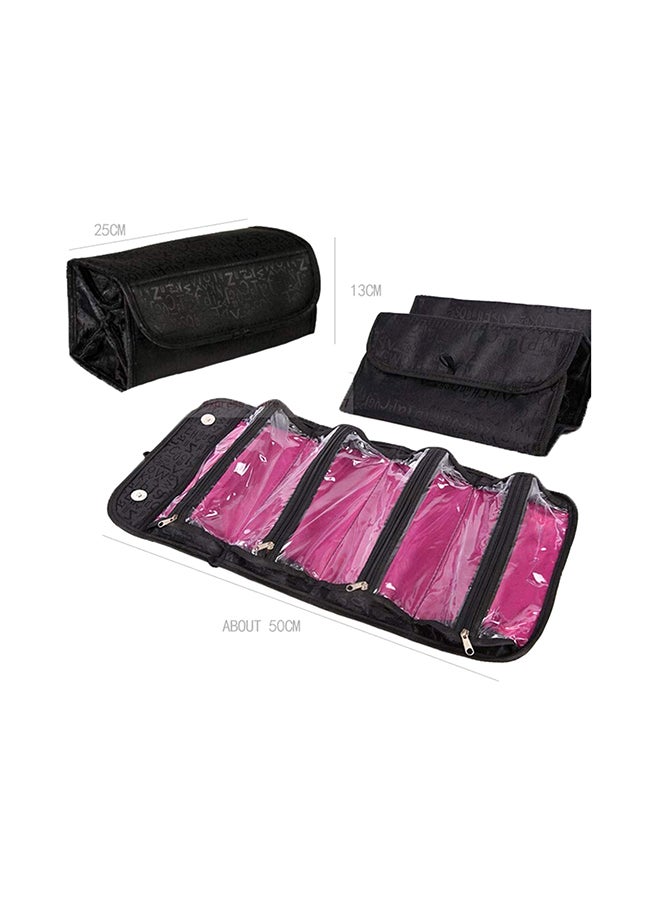 حقيبة تخزين للمكياج ملتفة قابلة للطي ب4 طبقات أسود - Image 2