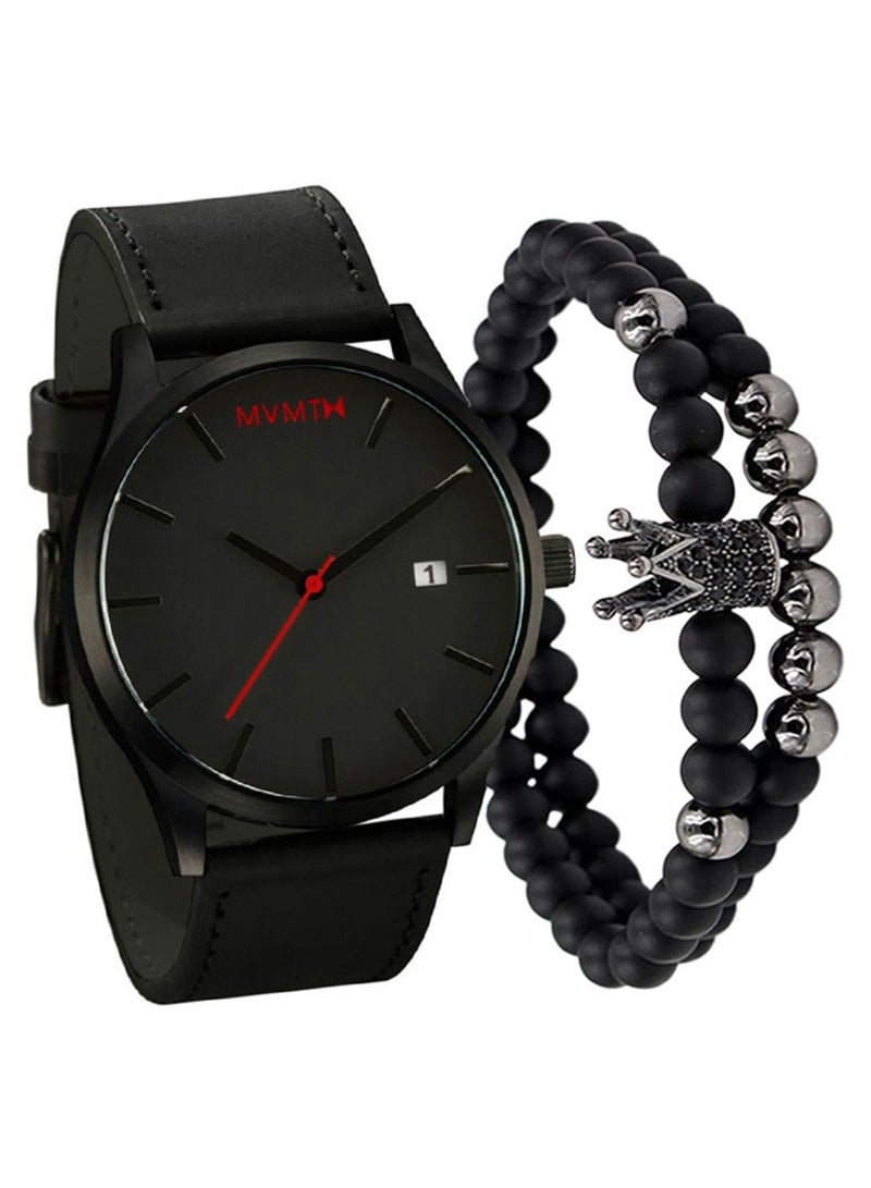 مجموعة ساعة يد بعقارب وسوار من 3 قطع طراز 2699 men - Image 1