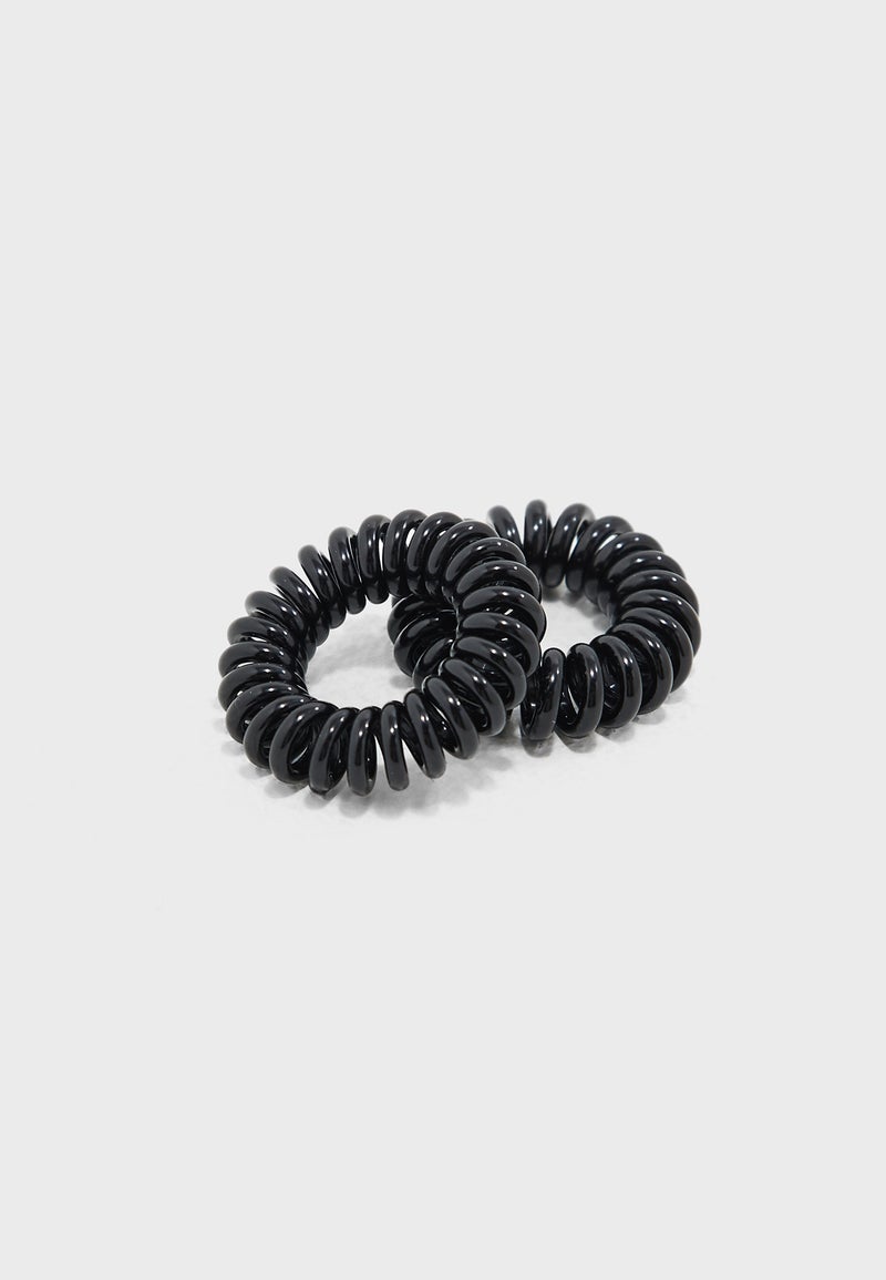 ONLY 2-Piece Ella Spiral Elastic Hair Ties Black - Image 1