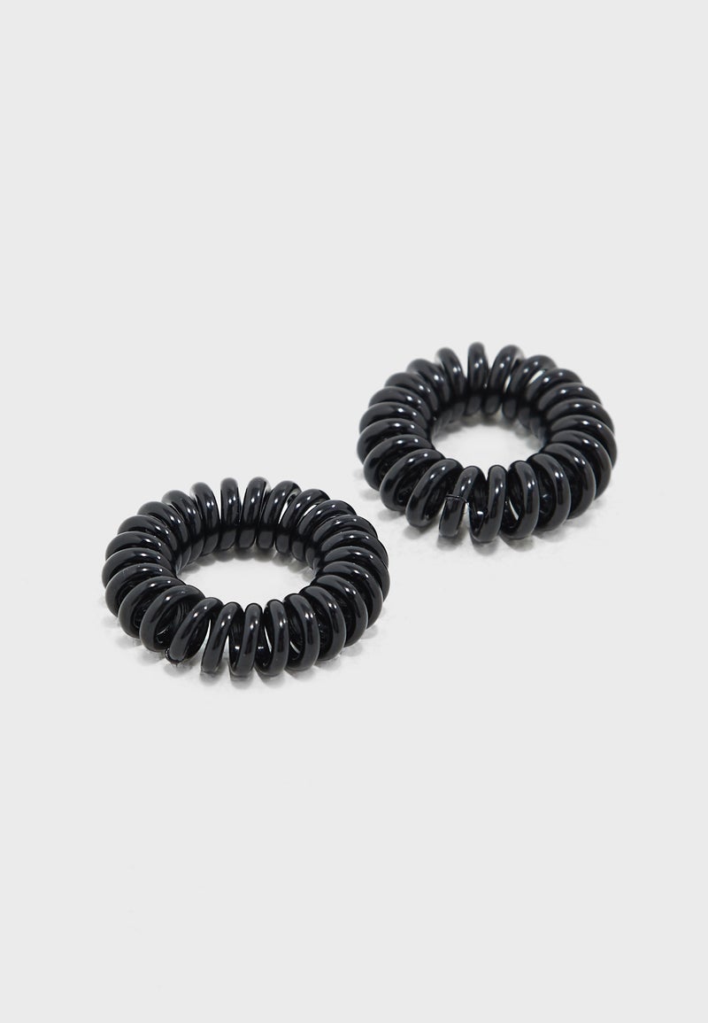 ONLY 2-Piece Ella Spiral Elastic Hair Ties Black - Image 2